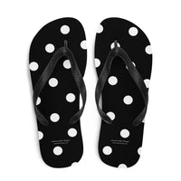 Autumn LeAnn Designs® | Adult Flip Flops Shoes, Polka Dots, Black & White