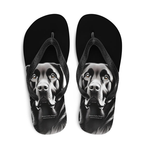 Autumn LeAnn Designs® | Adult Flip Flops Shoes, Labrador Retriever, Black