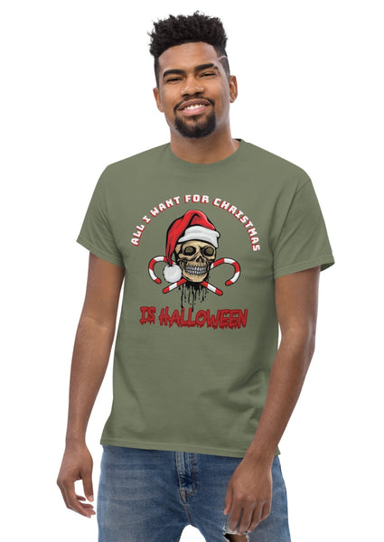 Autumn LeAnn Designs | Halloween for Christmas Men's Classic Tee Shirt, Military Green