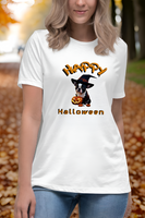 Autumn LeAnn Designs | Happy Halloween Boston Terrier Women's Relax T-Shirt, Heather Prism Natural