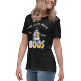 Autumn LeAnn Designs | I'm Just Here For The BOOS, Halloween Ghost Women's Relaxed T-Shirt, Black