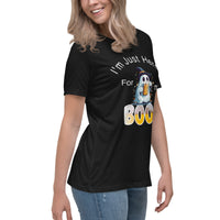 Autumn LeAnn Designs | I'm Just Here For The BOOS, Halloween Ghost Women's Relaxed T-Shirt, Black