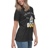 Autumn LeAnn Designs | I'm Just Here For The BOOS, Halloween Ghost Women's Relaxed T-Shirt, Dark Heather Gray