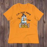 Autumn LeAnn Designs | I'm Just Here For The BOOS, Halloween Ghost Women's Relaxed T-Shirt, Orange