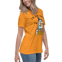 Autumn LeAnn Designs | I'm Just Here For The BOOS, Halloween Ghost Women's Relaxed T-Shirt, Orange